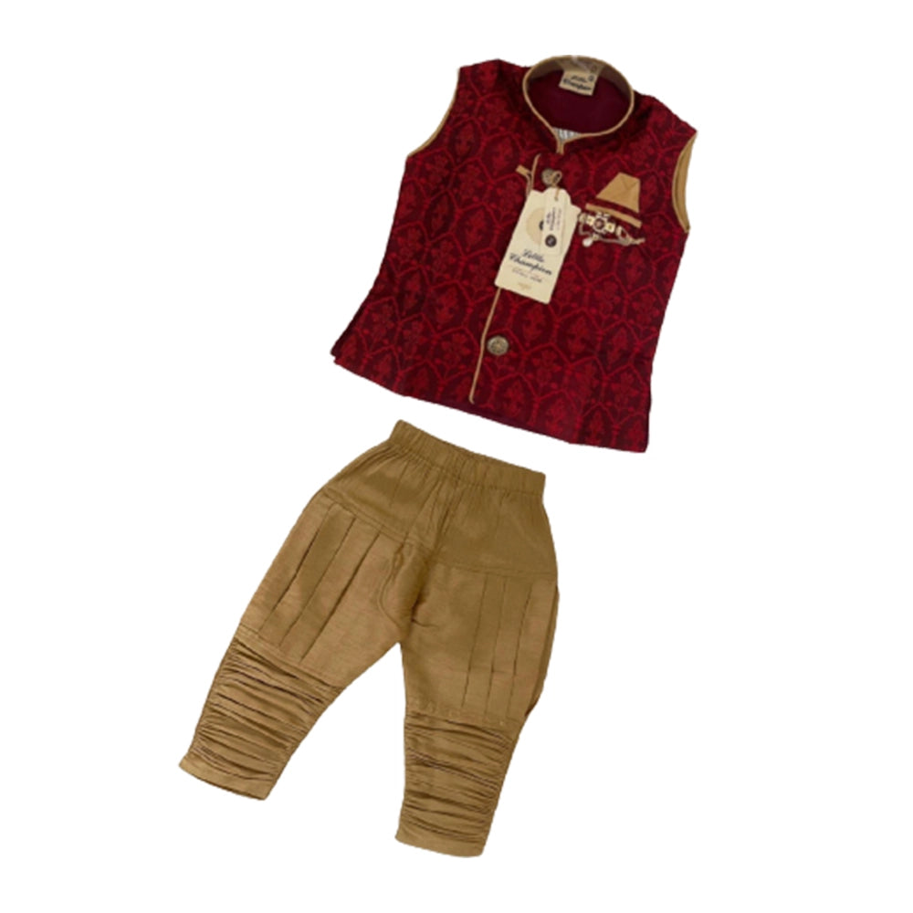 Kids Sherwani Set Maroon-1